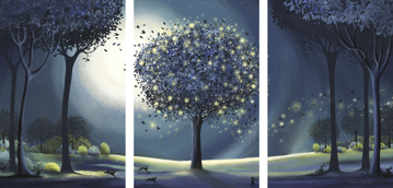 Picture of Firefly Tree Set of 3 - CANVAS